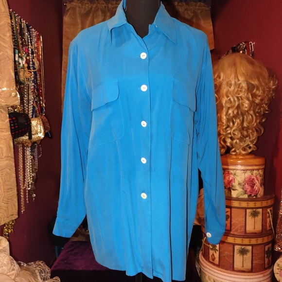 Anna Gray 100% Silk Blue Blouse M - Picture 1 of 4